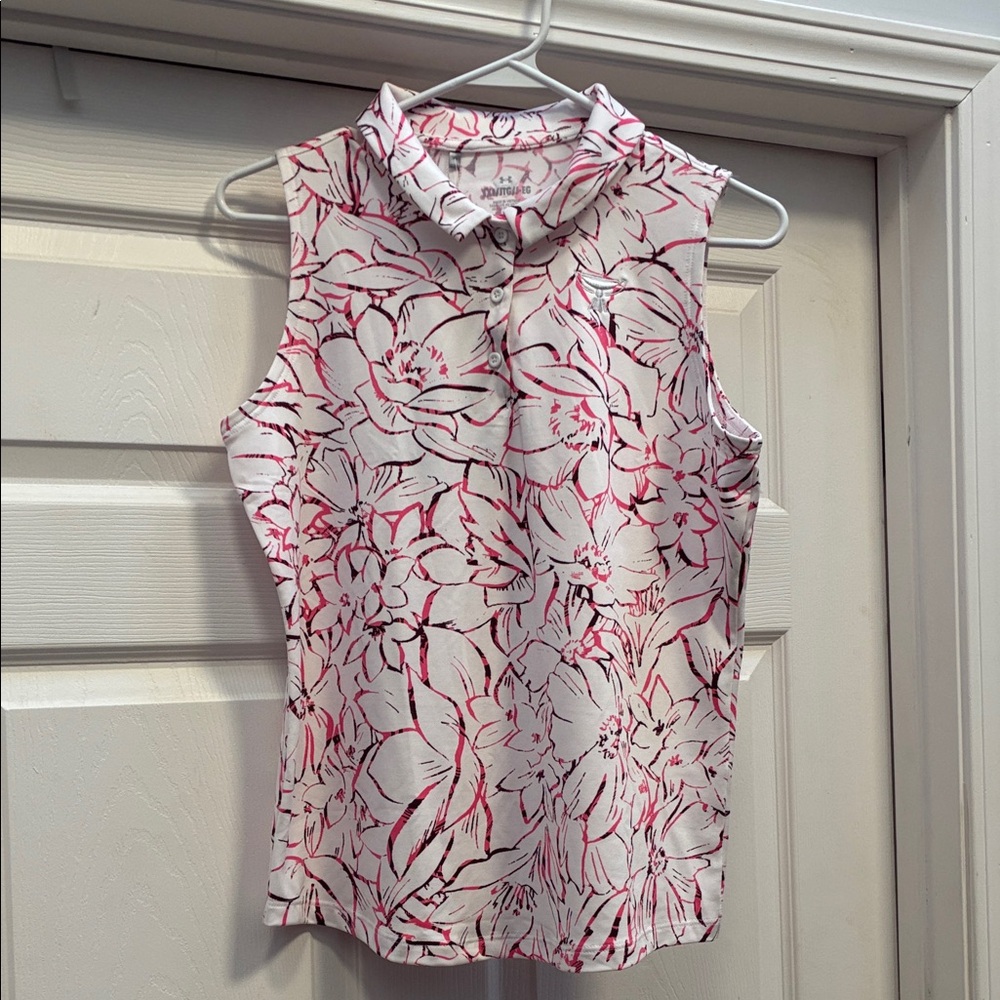 Under Armour Pink and White Floral Button Down Shirt